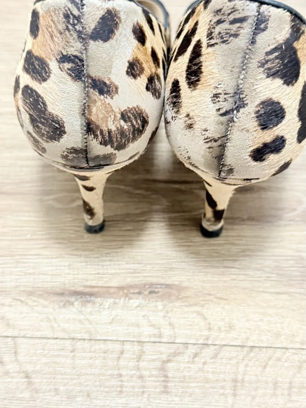 Cole Haan Leopard Haircalf Pointed Toe Flats - Tan & Black